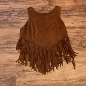 Suede Tasseled Crop Top